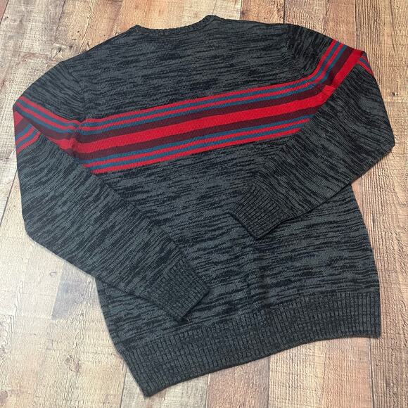 Carbon | Men's Black Gray Marbled Ribbed Graphic Crewneck Sweater Sz XL - Picture 3 of 3